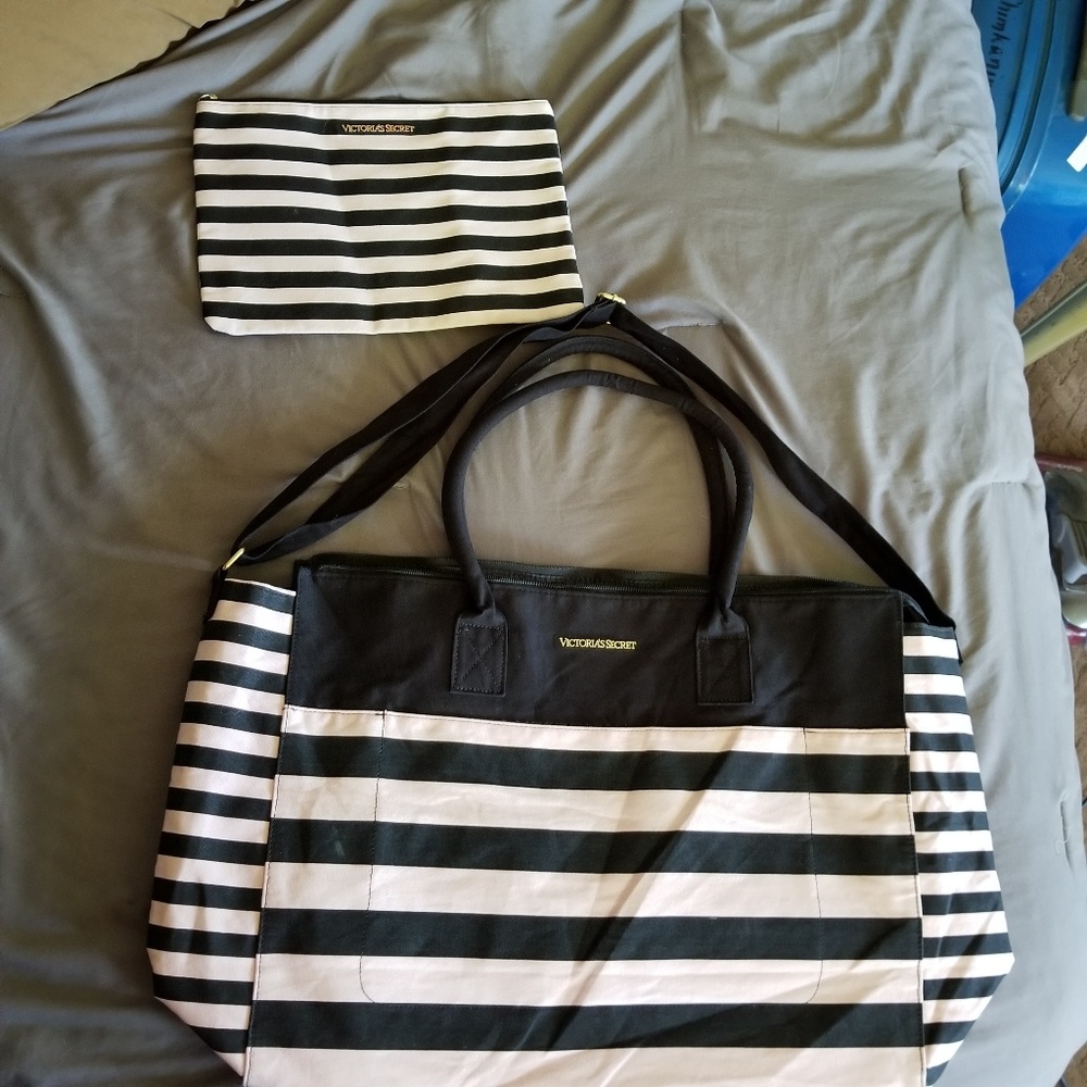 Victoria's Secret tote and makeup bag